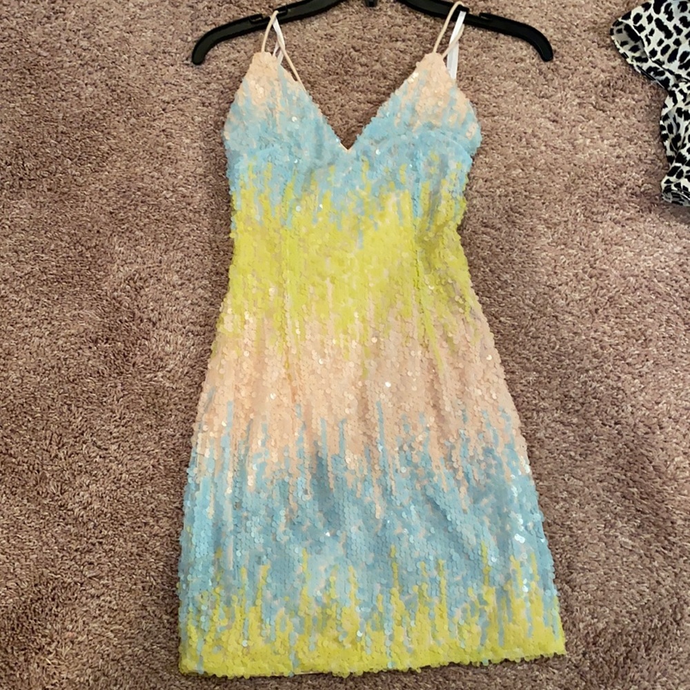 Super Down taylor sequin mini dress in pink multi